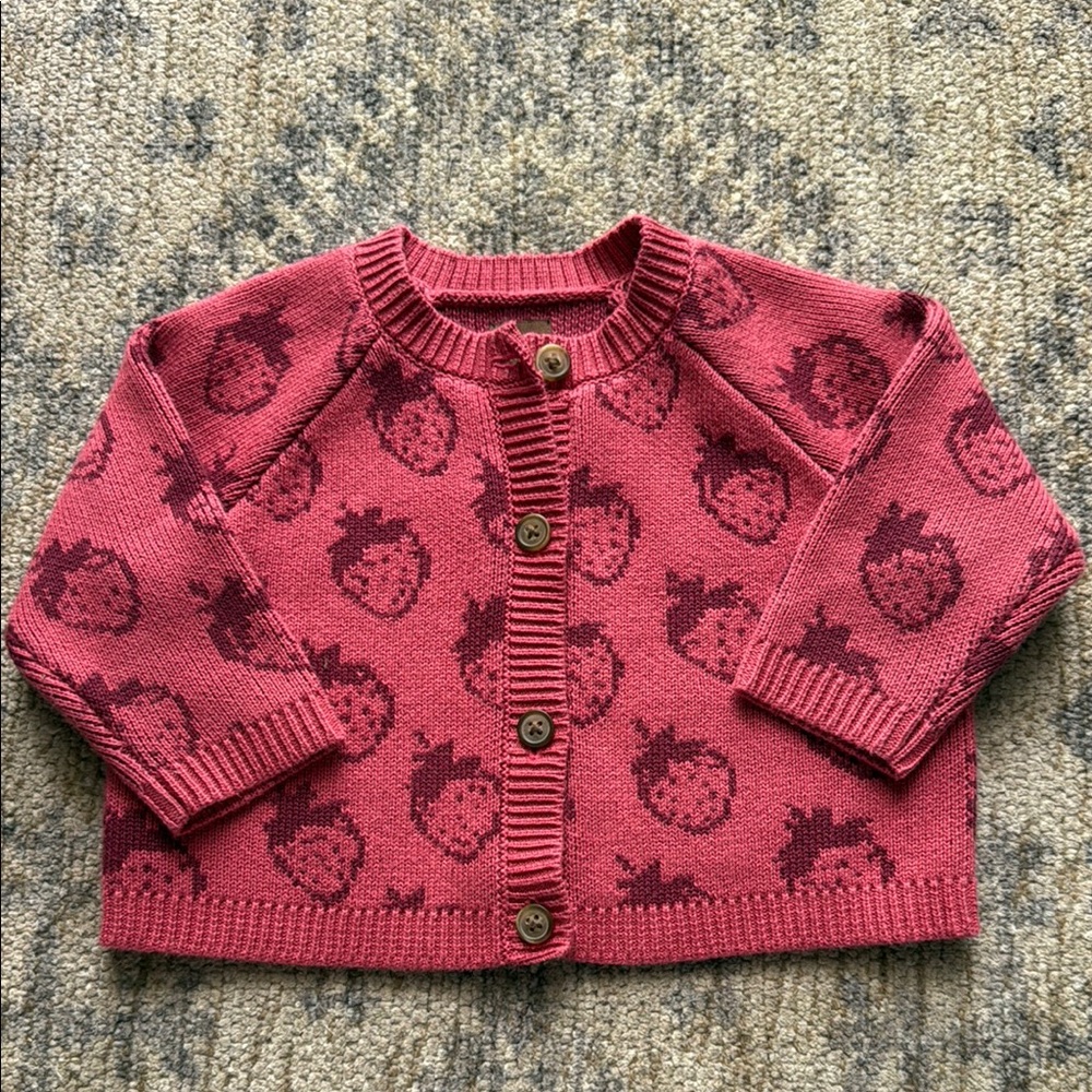 Tea Collection Strawberry Patterned Cardigan